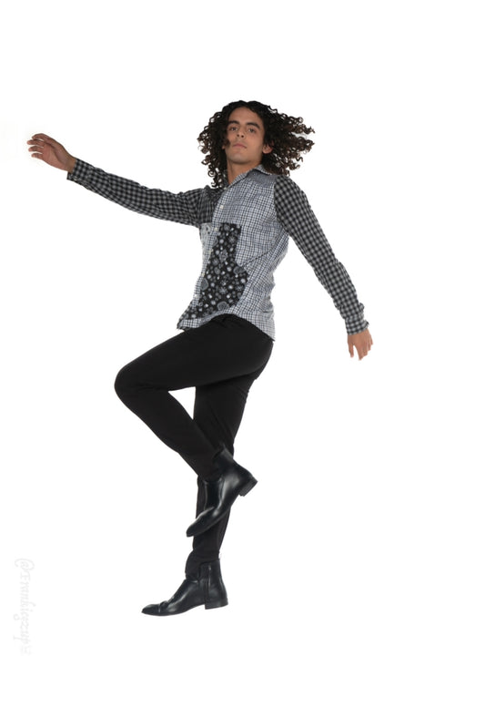 Plaid - dana Button down - Black & White - Haus of Moss