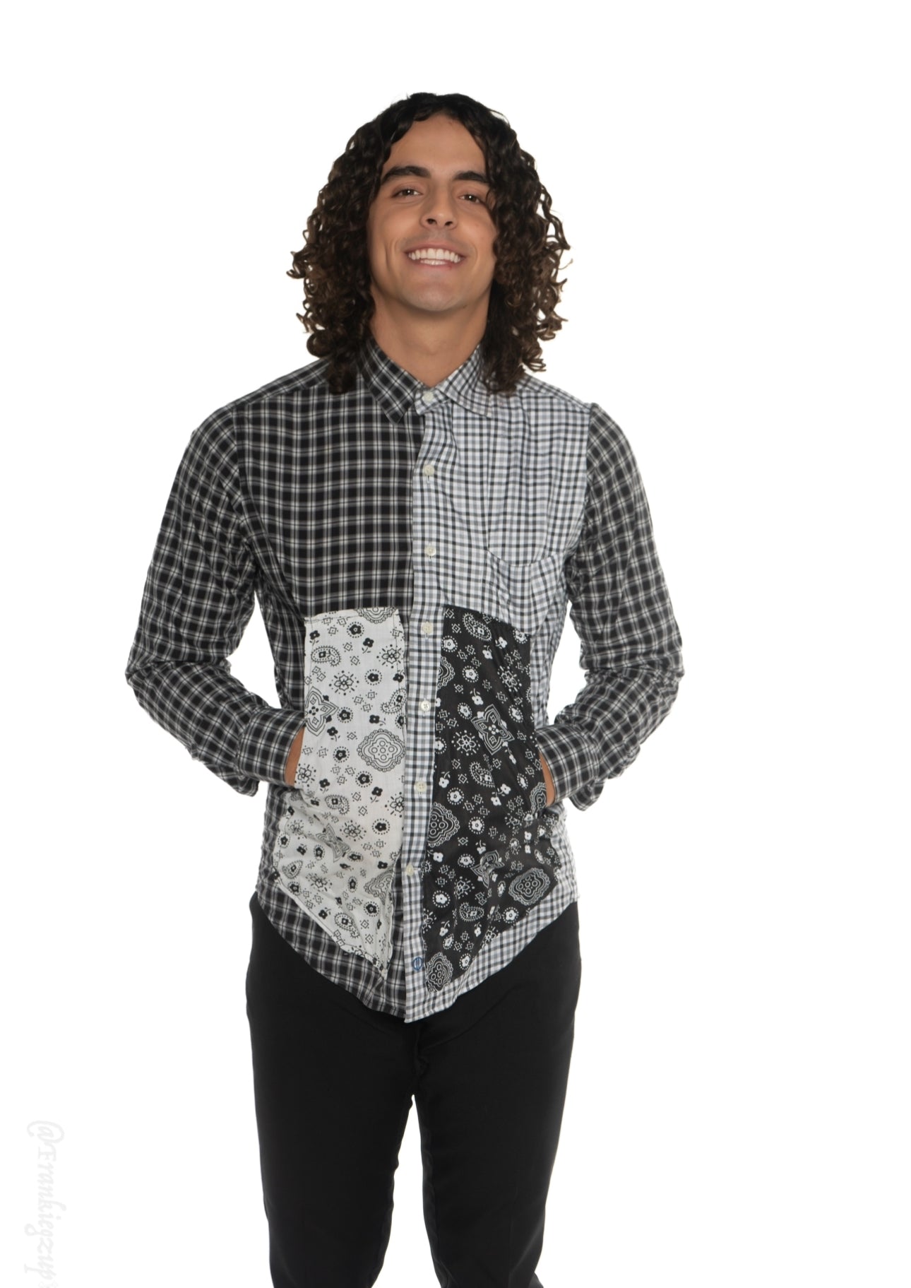 Plaid - dana Button down - Black & White - Haus of Moss