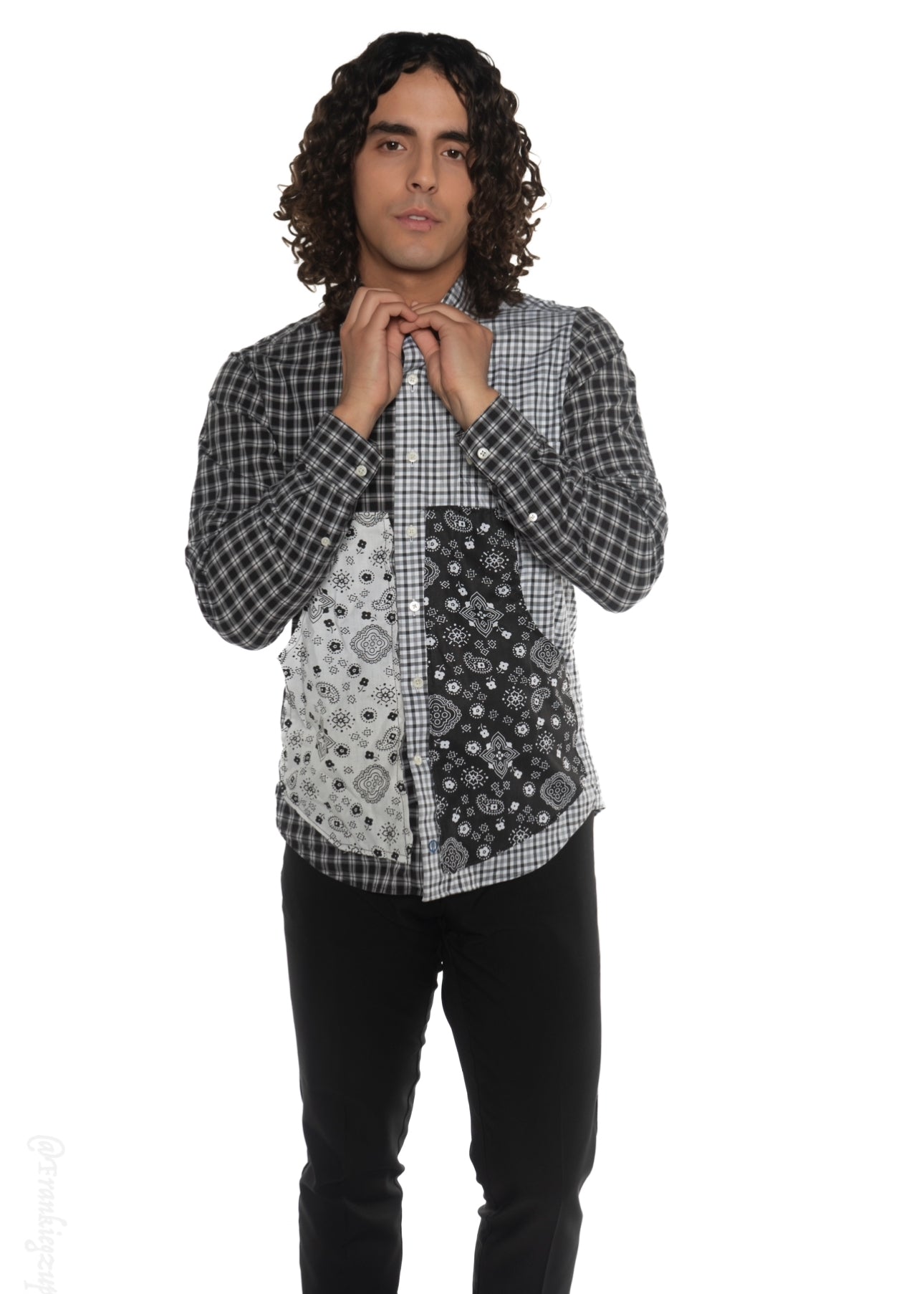 Plaid - dana Button down - Black & White - Haus of Moss